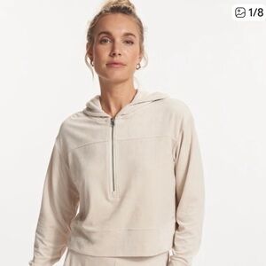 Vuori Haven Half Zip Ribbed Hoodie in Suede
